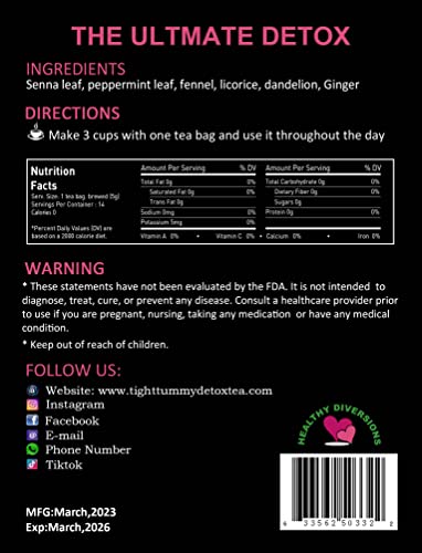 Healthy Diversions Tight Tummy Detox Tea, Extra Strength Results Within a Week Reduce Heath SecretBuy Supplements Australia