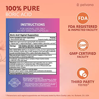 Pelvana Boric Acid Suppositories 30 + 30 Applicators + 100 pH Test Strips = 160 Piece PelvanaBuy Supplements Australia