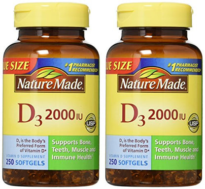 Nature Made, Vitamin D3 2,000 I.U. Liquid Softgels, 250-Count (Pack of 2) Nature MadeBuy Supplements Australia