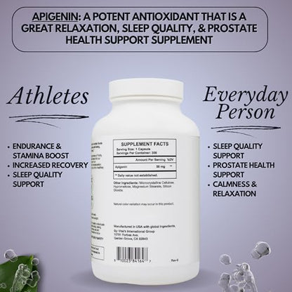 PRISTINE'S Apigenin Relaxation & Sleep Supplement Support - 50mg 300 Day Supply PRISTINE'SBuy Supplements Australia