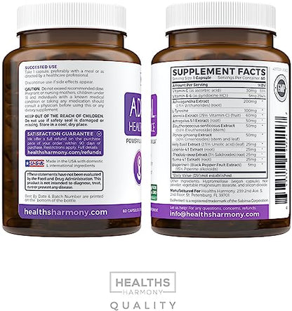Adrenal Support & Cortisol Manager (Non-GMO) Powerful Adrenal Health with L-Tyrosine Healths HarmonyBuy Supplements Australia