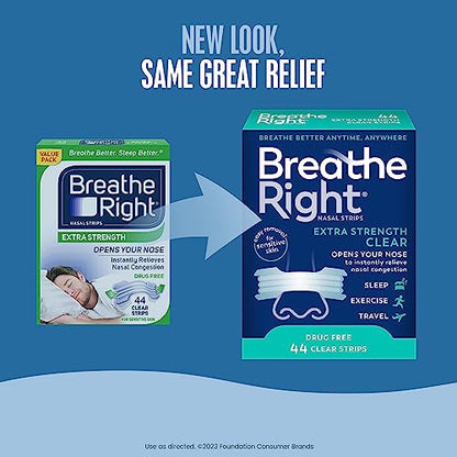 Breathe Right Nasal Strips | Extra Strength | Clear | For Sensitive Skin Breathe RightBuy Supplements Australia