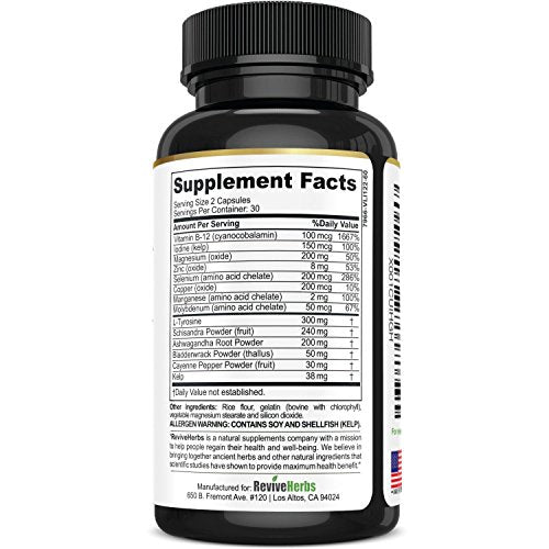 Revive Herbs Premium Thyroid Support with Ashwagandha, Iodine, Selenium, Magnesium Revive HerbsBuy Supplements Australia