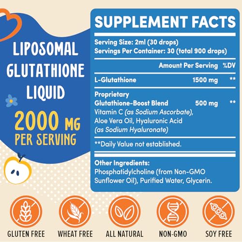 2000MG Liposomal Glutathione Liquid, 98% Absorption, Glutathione Liquid Supplement PrunucisBuy Supplements Australia