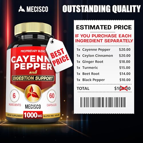 Mecisco 6in1 Cayenne Pepper Capsules Organic with Ginger Root, Beet Root, and Black Pepper MeciscoBuy Supplements Australia