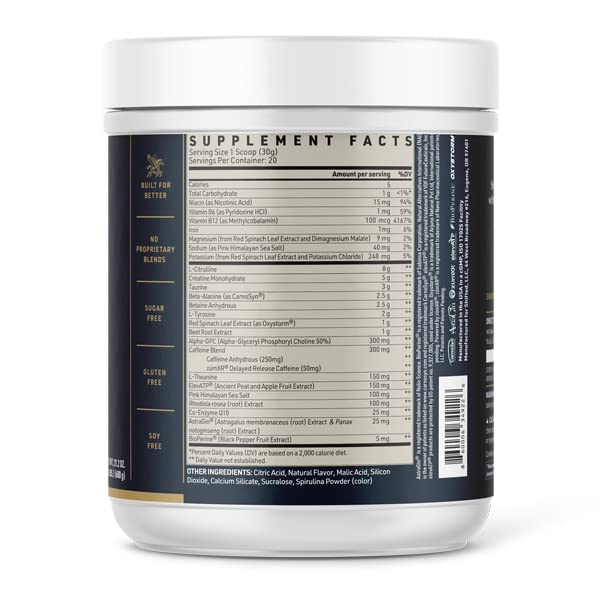 SHIFTED Maximum Pre Workout Powder, Energy & Focus Supplement with Creatine Monohydrate, Beta Alanine, Caffeine, Electrolytes, Pre-Workout Drink Mix, Muscle Pump/Growth Support, Berry, 20 Servings