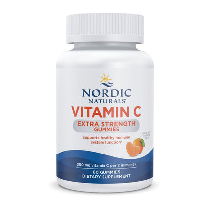 Nordic Naturals Vitamin C Extra Strength Gummies - Tangerine Flavor - 60 Gummies - 500 mg Vegan Vitamin C Supplement