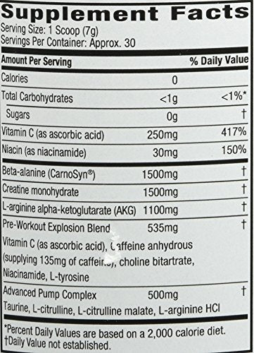 Six Star Pre-Workout Explosion, Fruit Punch, 0.45 Pound
