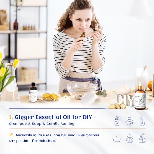 HIQILI Pure Ginger Essential Oil 3.38 Fl Oz, Pure Natural Premium Ginger Oil for Massage HIQILIBuy Supplements Australia