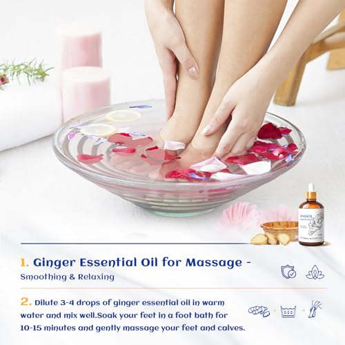 HIQILI Pure Ginger Essential Oil 3.38 Fl Oz, Pure Natural Premium Ginger Oil for Massage HIQILIBuy Supplements Australia