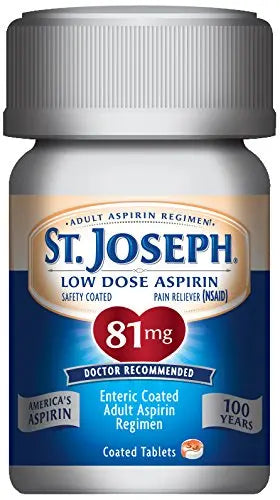 St. Joseph Aspirin Pain Reliever (NSAID) 81mg, Enteric Safety Coated, Adult Low Dose Regimen, 36 ct St. JosephBuy Supplements Australia