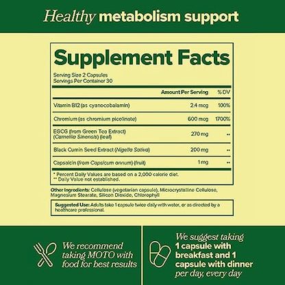 MOTO Metabolism Support for Women - Natural Energy, Curb Cravings, Healthy Metabolism - EGCG O PositivBuy Supplements Australia