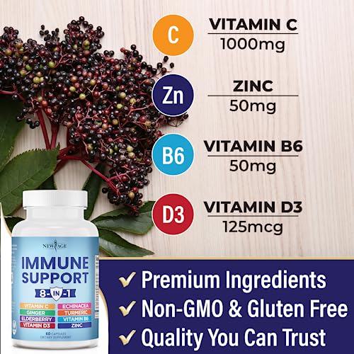 NEW AGE 8 in 1 Immune Support Booster Supplement with Echinacea, Vitamin C and Zinc NEW AGEBuy Supplements Australia