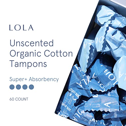 LOLA Organic Cotton Tampons, 60 Count - Super Plus Tampons, Period Feminine Hygiene Products LOLABuy Supplements Australia