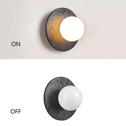 BFFGKGL Modern Natural Black Travertine Hallway Wall Sconce Nordic Creativity Round Transmittance Glass Bedside Wall Light Japanese Minimalist Aisle Wall Lamp For Living Room Stairs Living Room Balcon BFFGKGLBuy Supplements Australia