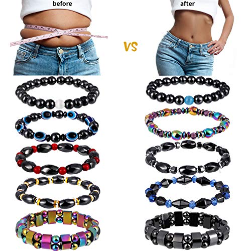 Hicarer 10 Pieces Magnetic Hematite Bracelets for Men Women Magnetic Bracelet Rock HicarerBuy Supplements Australia
