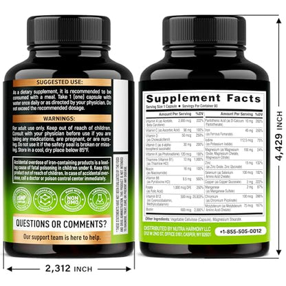 Bariatric Multivitamin - 45 mg Iron Supplements - Made in USA - for Women & Men - All-in-One, 21 Essential Vitamins - Gastric Sleeve Support