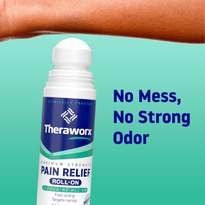 Theraworx Maximum Strength Pain Relief Roll-On with Lidocaine, Fast-Acting - 2.5 Oz - 1 Count TheraworxBuy Supplements Australia