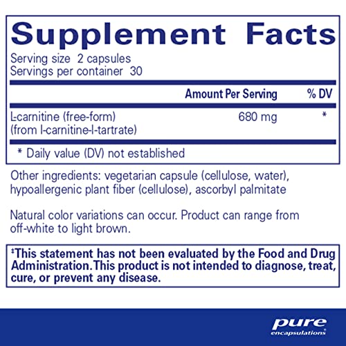 Pure Encapsulations L-Carnitine | Hypoallergenic Supplement for Cardiovascular and Endurance Support Pure EncapsulationsBuy Supplements Australia