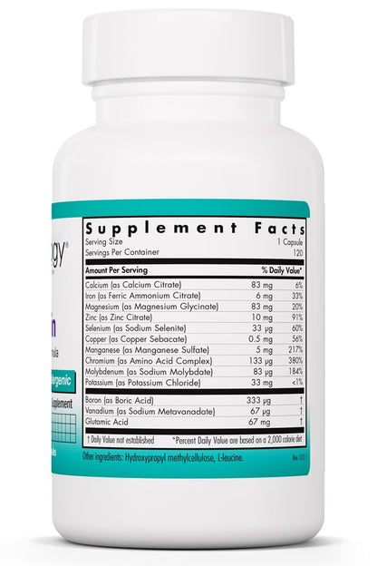 NutriCology MultiMin - Essential Mineral Blend with Macro Trace & Ultra Trace Minerals - Supports Mineral Balance Absorption & Cellular Function - 120 Servings - 120 Vegetarian Capsules Allergy Research GroupBuy Supplements Australia