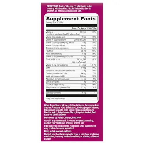 Centrum Complete Multivitamin Supplement + Hot Flash Support Menopause Support Tablets, with Clinically Studied geniVida, 30 Count Centrum