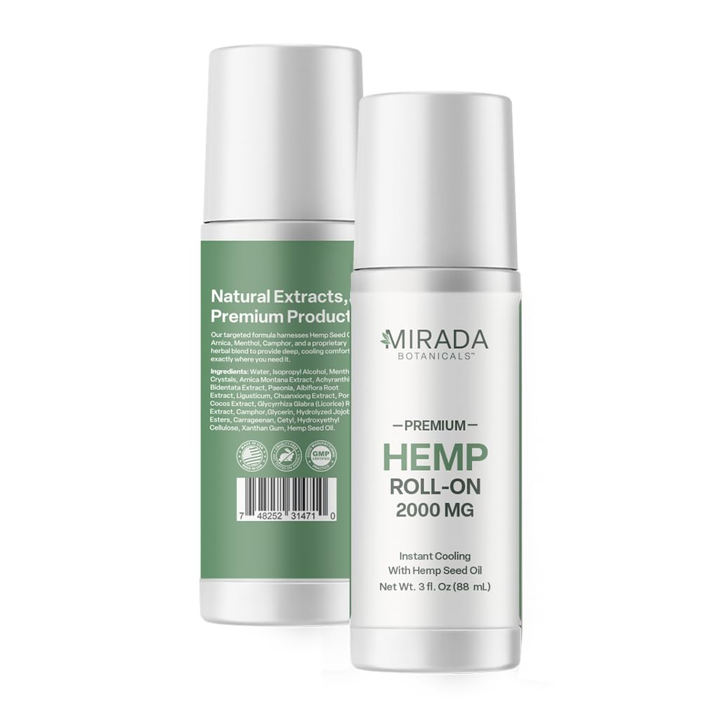 Mirada Botanicals Hemp Cooling Relief Roll-On – 2000mg - Menthol & Arnica – Muscle & Joint Support Mirada BotanicalsBuy Supplements Australia
