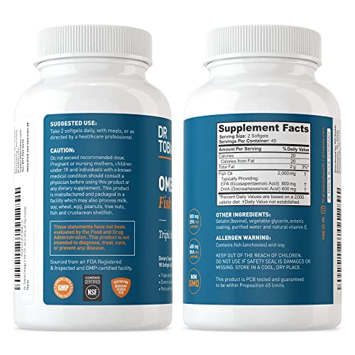 Dr. Tobias Omega 3 Fish Oil, 800 mg EPA 600 mg DHA Omega 3 Supplement for Heart Dr. TobiasBuy Supplements Australia