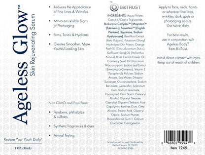 BioTrust Ageless Glow Anti Aging Moisturizer, Skin Brightening Serum with Vitamin C BioTrustBuy Supplements Australia
