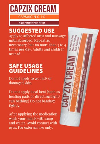 Capzix Cream for Pain Relief 2 OZ Capsaicin .1% High Potency/ Maximum Strength CAPZIX CREAMBuy Supplements Australia
