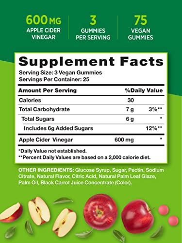 Nature's Truth Apple Cider Vinegar Gummies | 600 mg | 75 Gummies | Natural Apple Flavor Nature's TruthBuy Supplements Australia