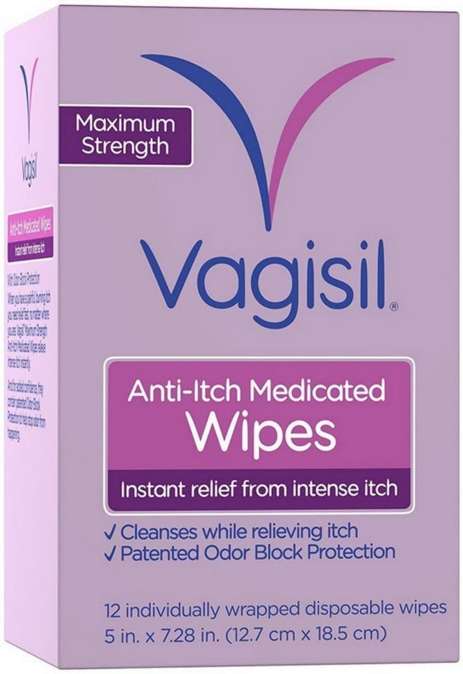 Vagisil Anti-Itch Medicated Wipes, Maximum Strength 12 ea (Pack of 9) VagisilBuy Supplements Australia