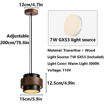 JIANGXMF Nordic Natural Travertine Pendant Light Wabi-sabi Stone Chandelier Retro Industry Hanging Ceiling Lamp for Bedroom Bedside Study Dining Table Lighting (Black) JIANGXMFBuy Supplements Australia