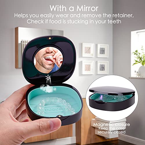 2 Pack Retainer Case with Vent Holes, Mirrors,Compatible with Invisalign,Night Guards DoboliBuy Supplements Australia