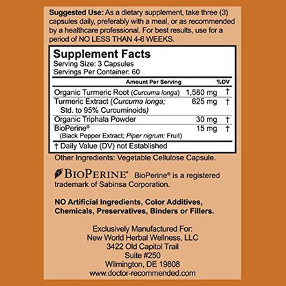 Turmeric Curcumin - 2250mg/d - 95% Curcuminoids - 180 Veggie Caps with Black Pepper DOCTOR RECOMMENDED SUPPLEMENTSBuy Supplements Australia