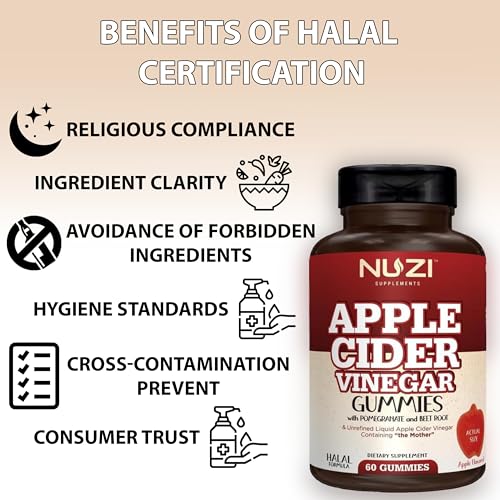 NUZI Apple Cider Vinegar Gummies with Pomegranate & Beetroot | 500 mg | Certified Halal NUZIBuy Supplements Australia