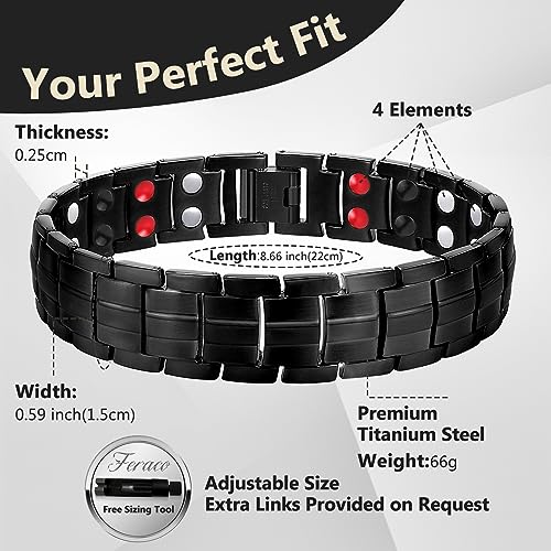 Feraco Mens Magnetic Bracelet Titanium Steel Magnetic Bracelet with Double Row 4 Elements FeracoBuy Supplements Australia