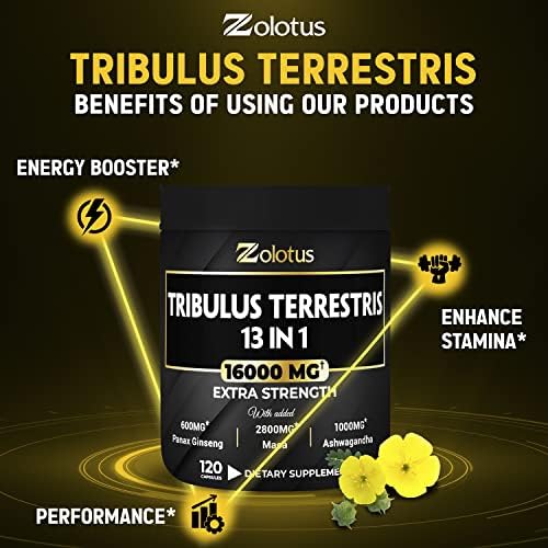 13in1 Tribulus Terrestris Capsules - 16000mg Per Serving with Maca, Horny Goat Weed ZolotusBuy Supplements Australia