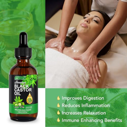 ALIVER Jamaican Black Castor Oil (2 Pack), Jamaican Castor Oil Organic Cold Pressed Unrefined ALIVERBuy Supplements Australia