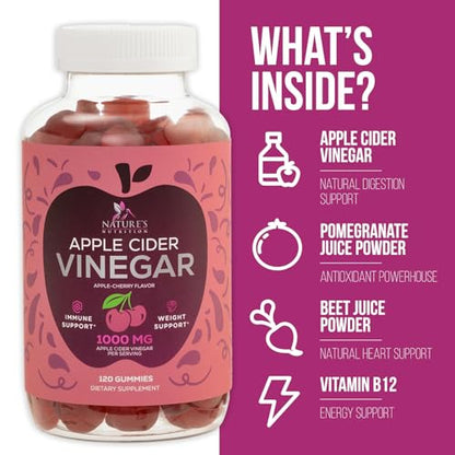 Vegan Apple Cider Vinegar Gummies | Max Strength 1000mg | Gelatin-Free, Vegan, Non-GMO Nature's NutritionBuy Supplements Australia