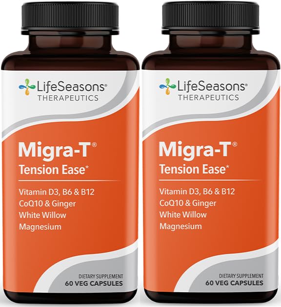 LifeSeasons Migra‑T - White Willow Bark, Magnesium, CoQ10 & Ginger - 60 Count (Pack of 2) LifeSeasonsBuy Supplements Australia