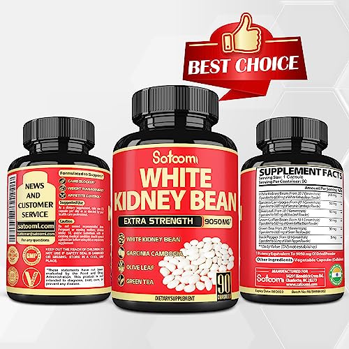 Pure White Kidney Bean Extract Capsules - 6 Herbal Ingredients 9050 mg Equivalent SatoomiBuy Supplements Australia
