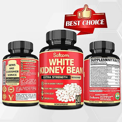 Pure White Kidney Bean Extract Capsules - 6 Herbal Ingredients 9050 mg Equivalent SatoomiBuy Supplements Australia