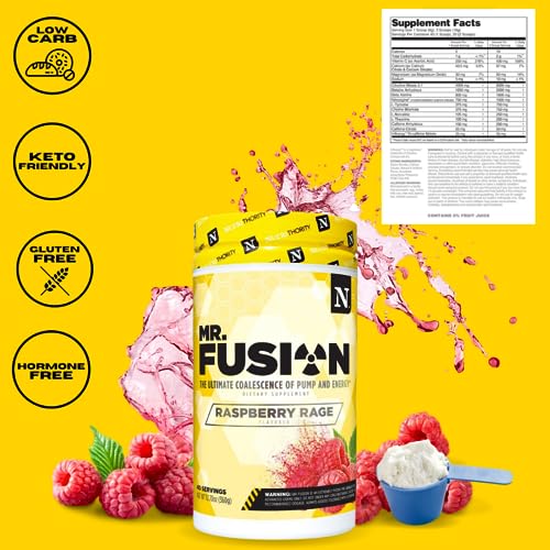 Nutrithority Mr.Fusion Pre Workout Supplement, Pineapple Punch, 40 Servings - Intense Focus & Pumps, Nitric Oxide Booster, No Crash - Powerful Energy Powder to Increase Strength & Gains