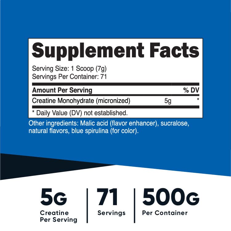 Nutricost Creatine Monohydrate Powder (Blue Raspberry), 500 Grams (1.1 LBS) NutricostBuy Supplements Australia