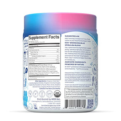 KOS USDA Organic Energizing Blue Spirulina Blend - 70 mg Organic Caffeine, B-Complex KOSBuy Supplements Australia