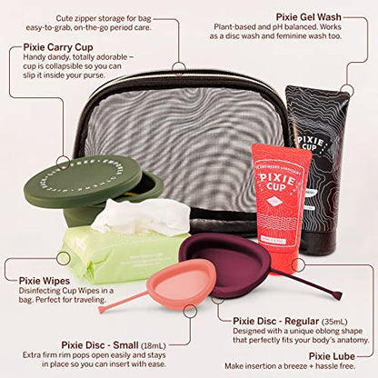 Pixie Menstrual Disc Kit - Best Period Disc Starter Kit - 2 Discs, 20 Wipes, Wash, Lube, Public Restroom Pixie CupBuy Supplements Australia