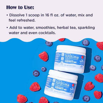 Ultima Replenisher Electrolyte Hydration Drink Mix, Blue Raspberry, 30 Servings Ultima ReplenisherBuy Supplements Australia