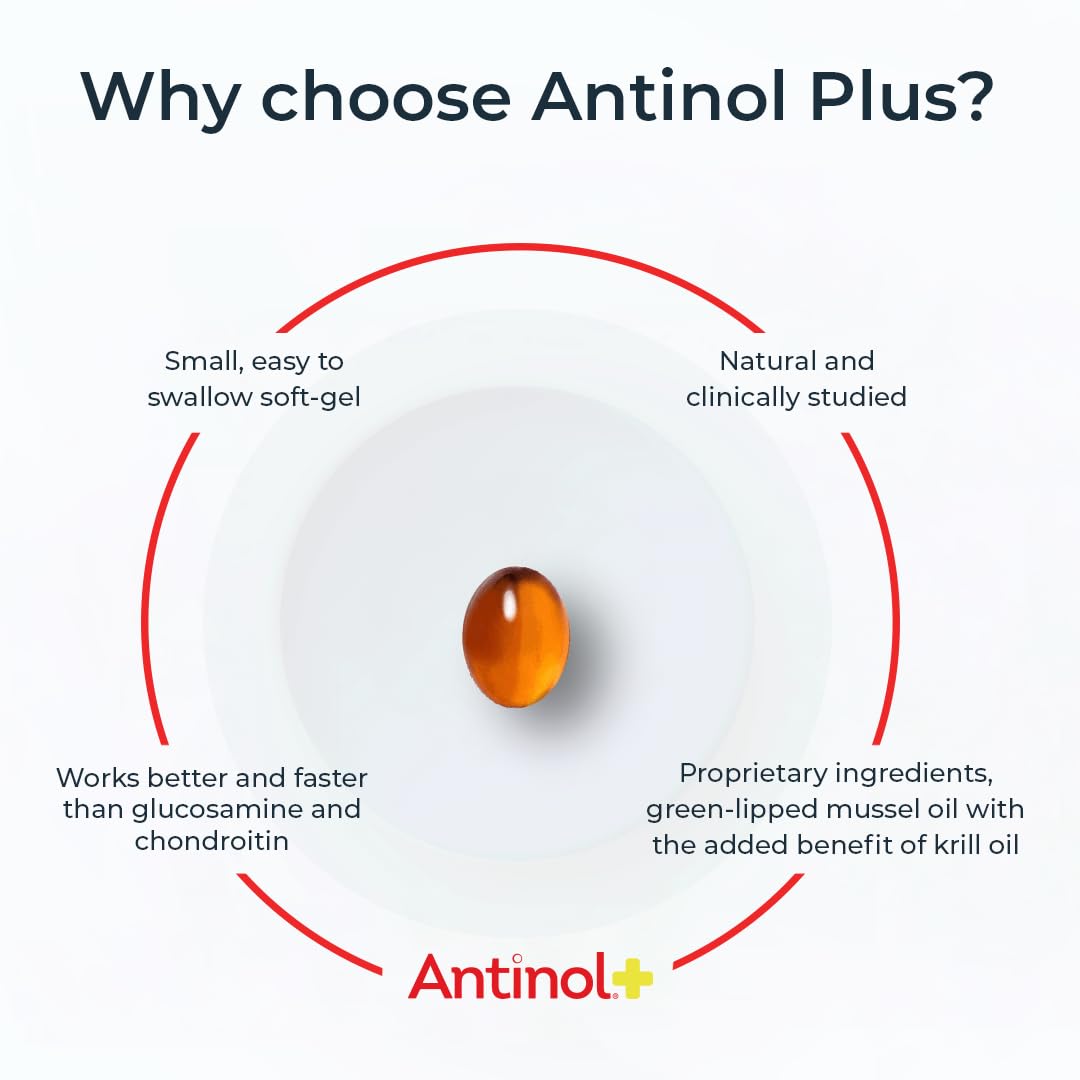 Antinol Plus, Mobility, Hip, and Joint Supplement for Dogs, Green-Lipped Mussels and Krill Oil - Dog Joint Supplement, Better and Faster Than Glucosamine and Chondroitin, 120 Soft Gels AntinolBuy Supplements Australia