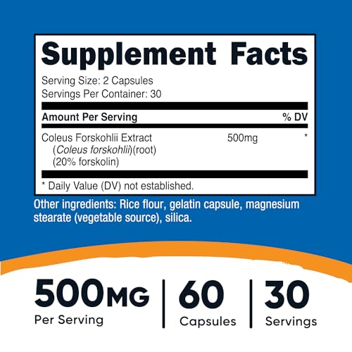 Nutricost Coleus Forskohlii 500mg, 60 Capsules - Maximum Strength Formula NutricostBuy Supplements Australia