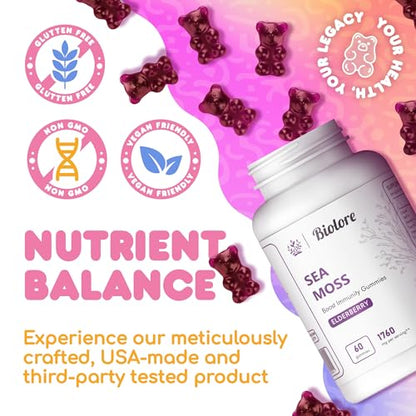Biolore Sea Moss Gummies with Elderberry, Contains Irish Sea Moss, Organic Extract BioloreBuy Supplements Australia